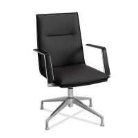 Соло СЛ НХ4 (Черная кожа) Кресло посетителя