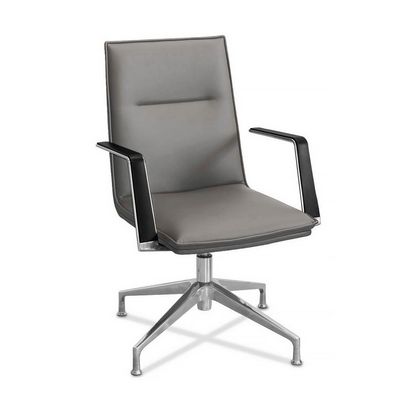 Соло СЛ НХ4 (Серая кожа) Кресло посетителя