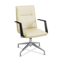 Соло СЛ НХ4 (Светло-бежевая кожа) Кресло посетителя