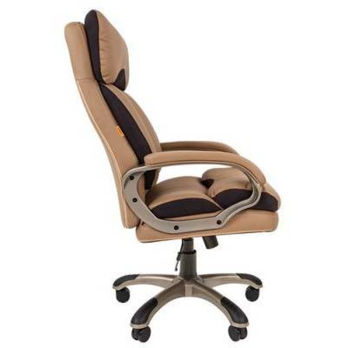 Chairman 505 Кресло руководителя, бежевая экокожа, серая ткань TW-12