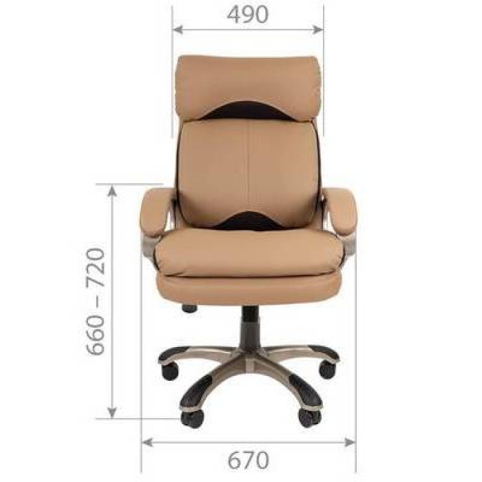 Chairman 505 Кресло руководителя, бежевая экокожа, серая ткань TW-12