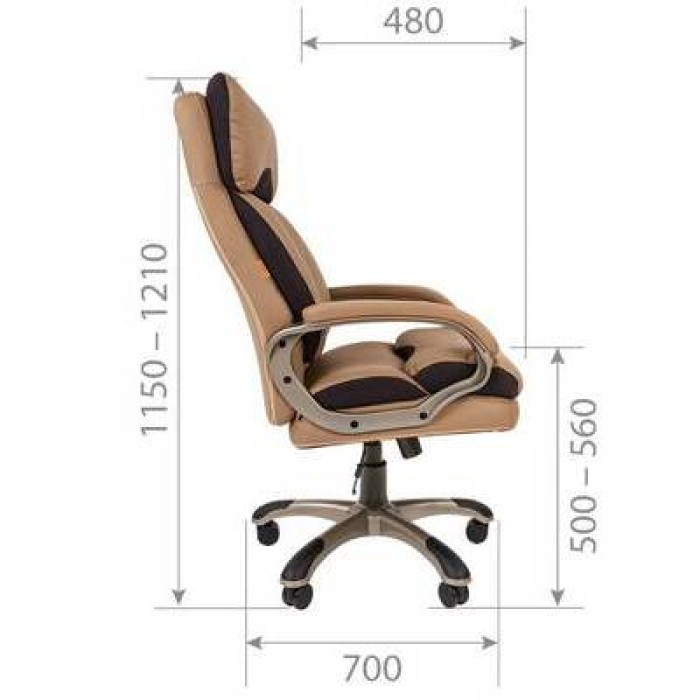 Chairman 505 Кресло руководителя, бежевая экокожа, серая ткань TW-12