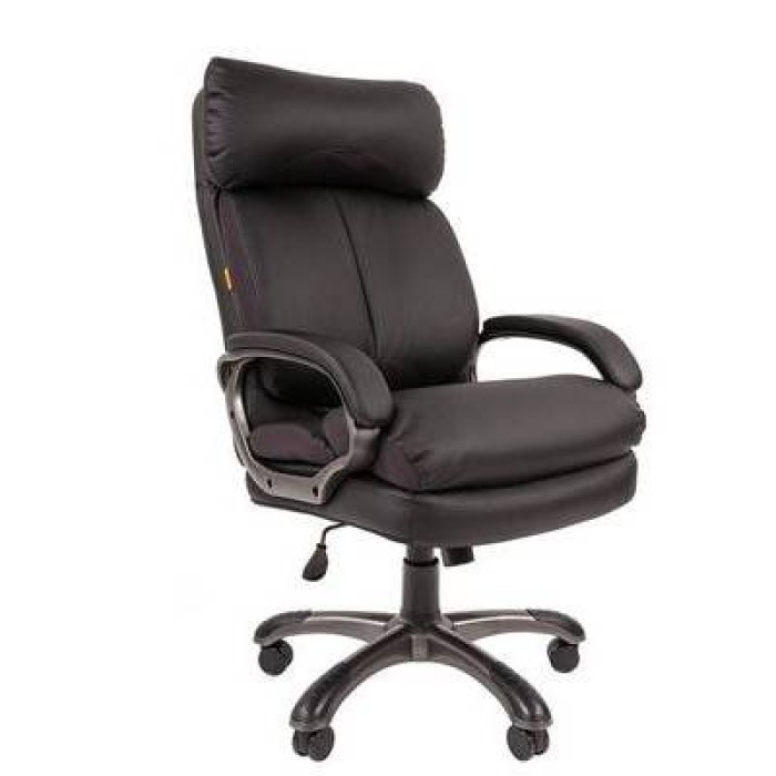 Chairman 505 Кресло руководителя, черная экокожа, серая ткань TW-12