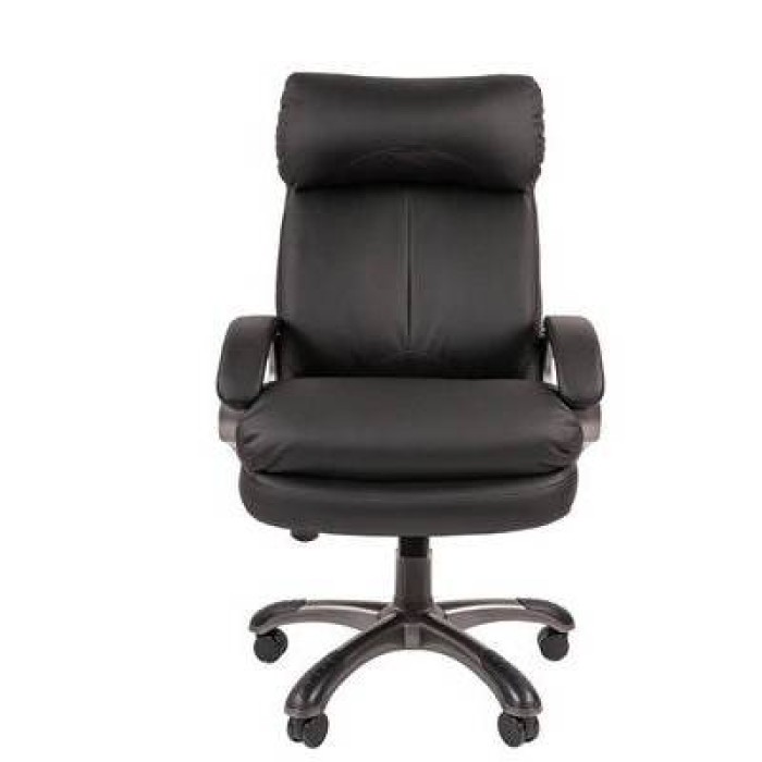 Chairman 505 Кресло руководителя, черная экокожа, серая ткань TW-12