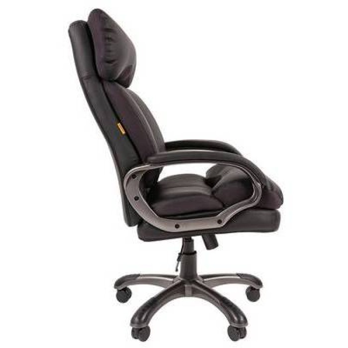 Chairman 505 Кресло руководителя, черная экокожа, серая ткань TW-12