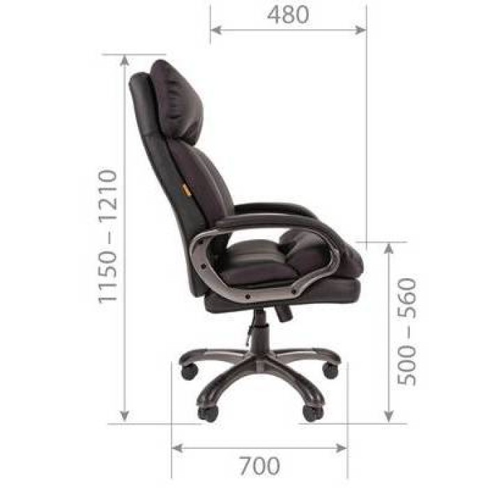 Chairman 505 Кресло руководителя, черная экокожа, серая ткань TW-12