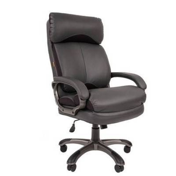 Chairman 505 Кресло руководителя, серая экокожа, серая ткань TW-12