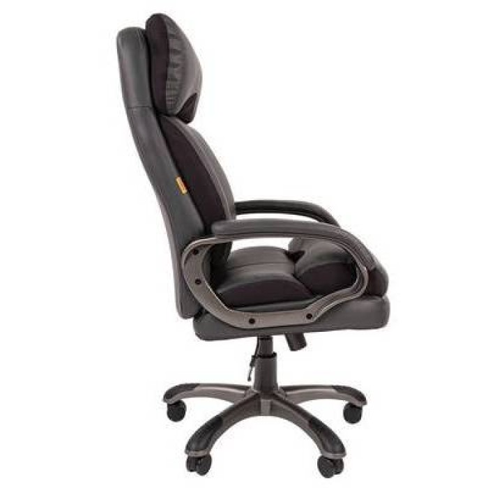 Chairman 505 Кресло руководителя, серая экокожа, серая ткань TW-12