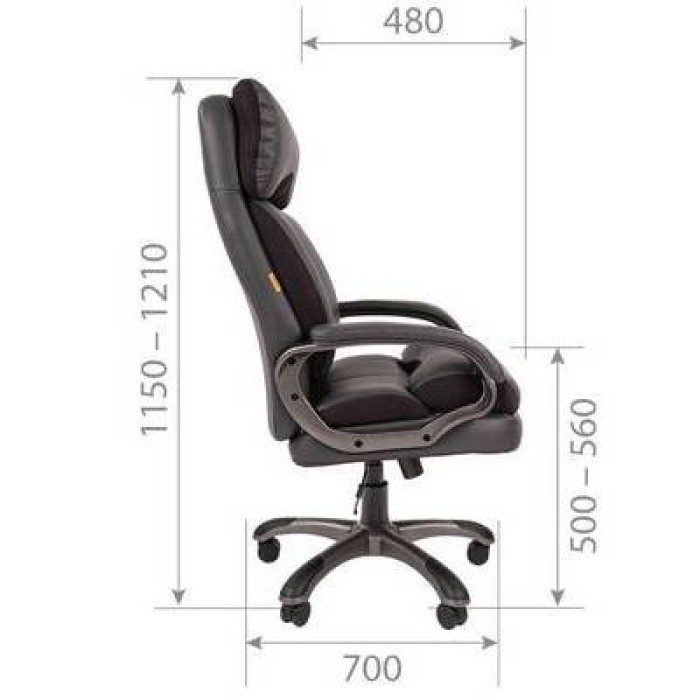Chairman 505 Кресло руководителя, серая экокожа, серая ткань TW-12