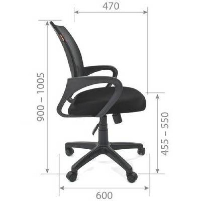 Chairman 696 Black Офисное кресло в черной TW-11 ткани, сетка черная