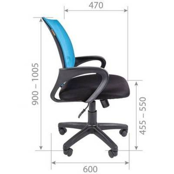 Chairman 696 Black Офисное кресло в черной TW-11 ткани, сетка голубая