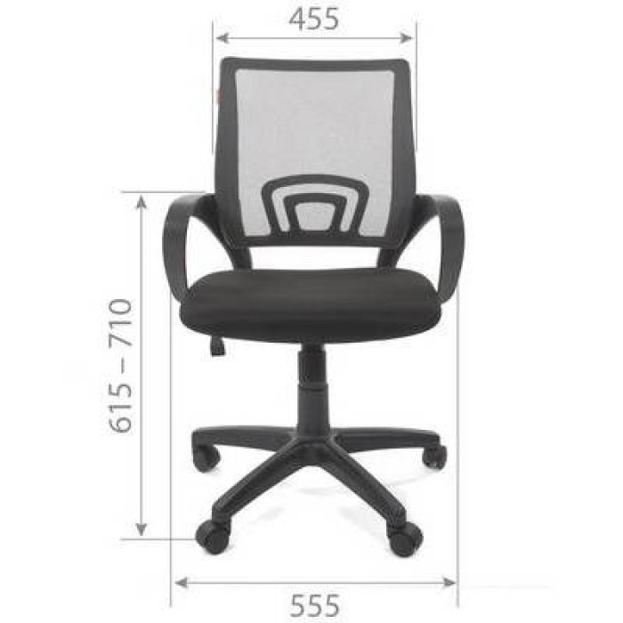 Chairman 696 Black Офисное кресло в черной TW-11 ткани, сетка серая