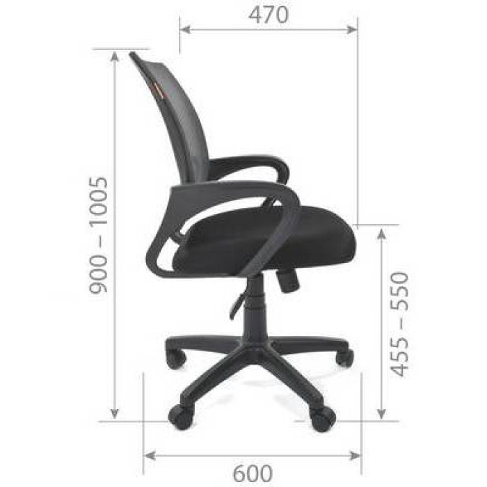 Chairman 696 Black Офисное кресло в черной TW-11 ткани, сетка серая