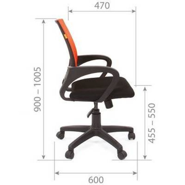 Chairman 696 Black Офисное кресло в черной TW-11 ткани, сетка оранжевая