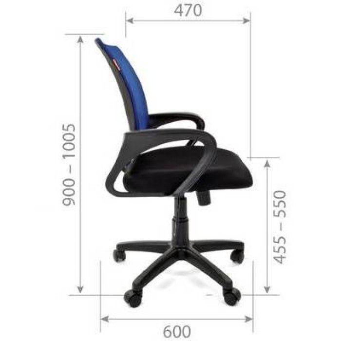 Chairman 696 Black Офисное кресло в черной TW-11 ткани, сетка синяя