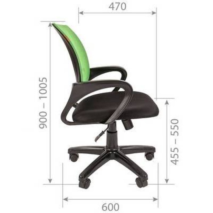 Chairman 696 Black Офисное кресло в черной TW-11 ткани, сетка зеленая