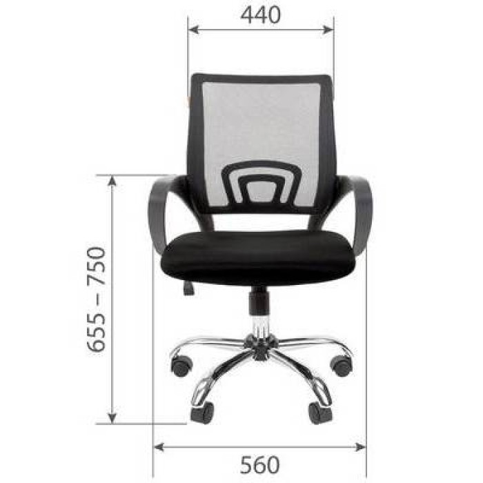 Chairman 696 Chrome Офисное кресло в черной TW-11 ткани, сетка черная