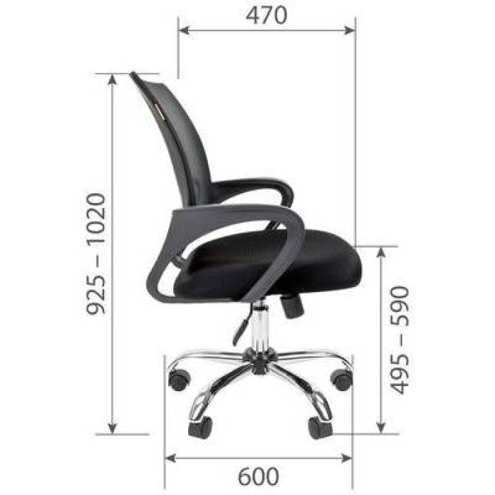 Chairman 696 Chrome Офисное кресло в черной TW-11 ткани, сетка черная