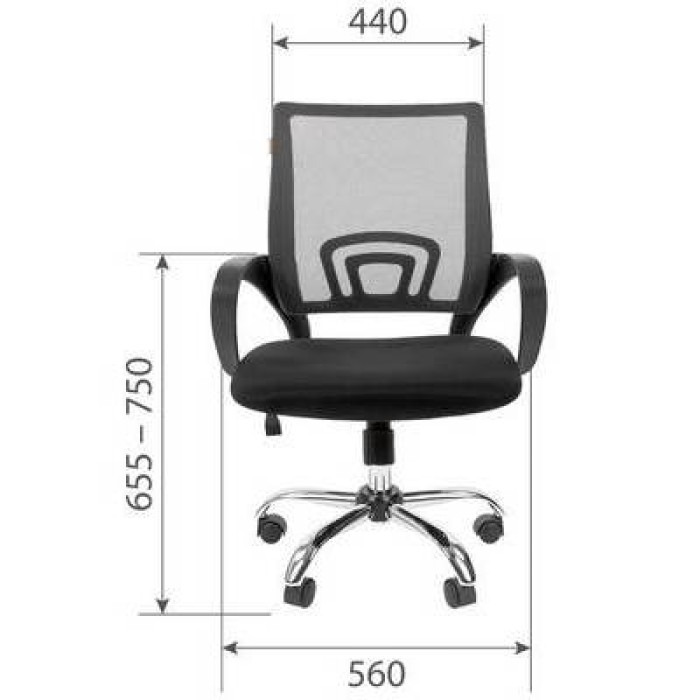 Chairman 696 Chrome Офисное кресло в черной TW-11 ткани, сетка серая