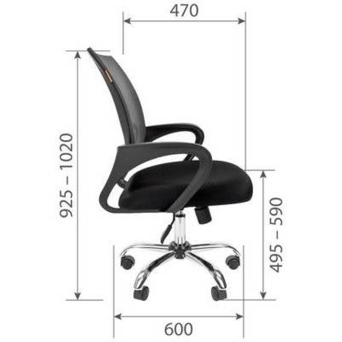 Chairman 696 Chrome Офисное кресло в черной TW-11 ткани, сетка серая