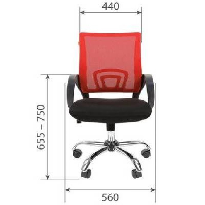 Chairman 696 Chrome Офисное кресло в черной TW-11 ткани, сетка красная