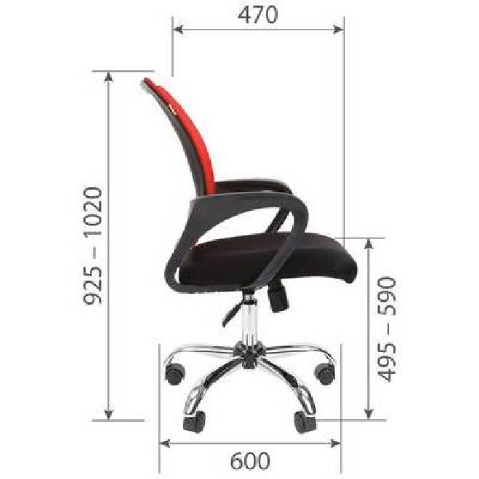 Chairman 696 Chrome Офисное кресло в черной TW-11 ткани, сетка красная