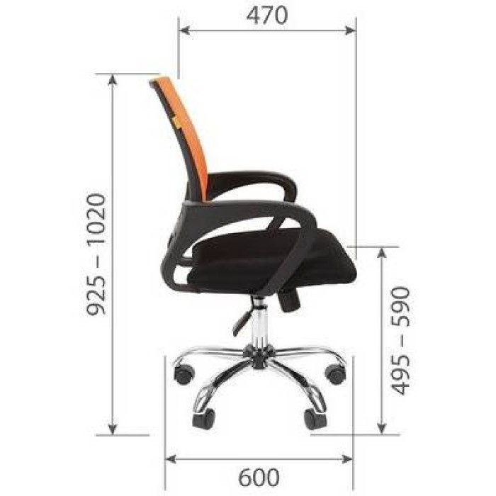 Chairman 696 Chrome Офисное кресло в черной TW-11 ткани, сетка оранжевая