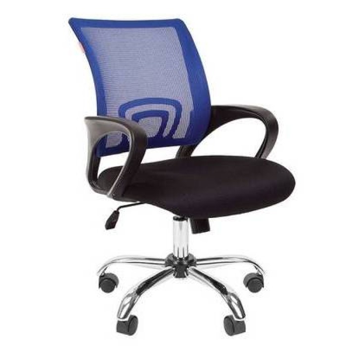 Chairman 696 Chrome Офисное кресло в черной TW-11 ткани, сетка синяя