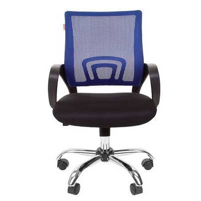 Chairman 696 Chrome (Ткань TW-11 черная/сетка синяя) Офисное кресло