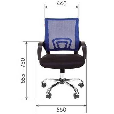 Chairman 696 Chrome (Ткань TW-11 черная/сетка синяя) Офисное кресло