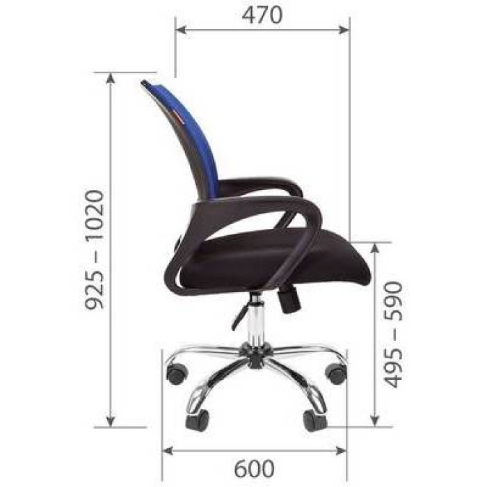Chairman 696 Chrome Офисное кресло в черной TW-11 ткани, сетка синяя