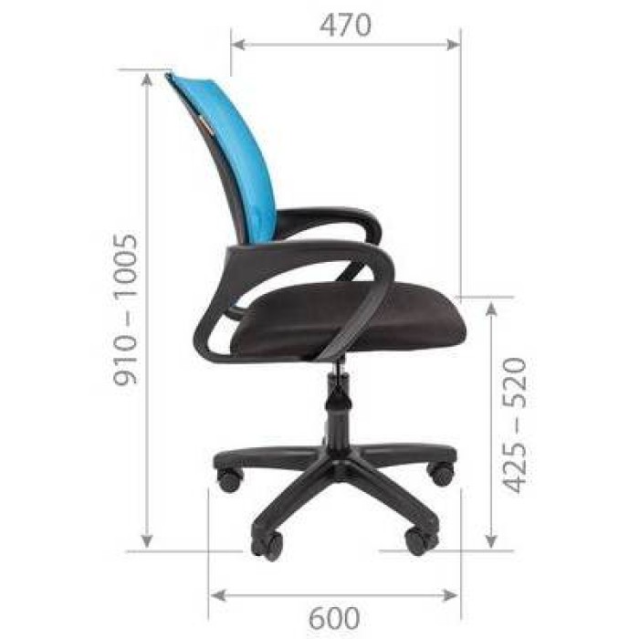 Chairman 696 LT Офисное кресло, черная ткань, сетка голубая