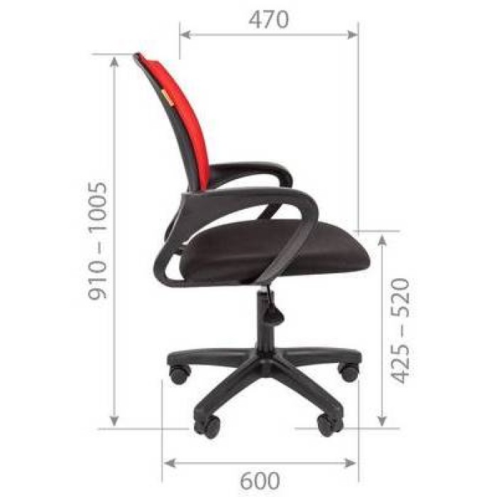 Chairman 696 LT Офисное кресло, черная ткань, сетка красная