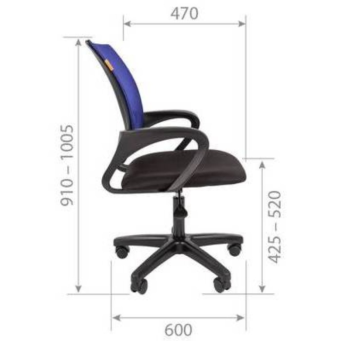 Chairman 696 LT Офисное кресло, черная ткань, сетка синяя