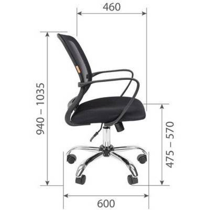 Chairman 698 Chrome Офисное кресло в черной TW-11 ткани, сетка черная