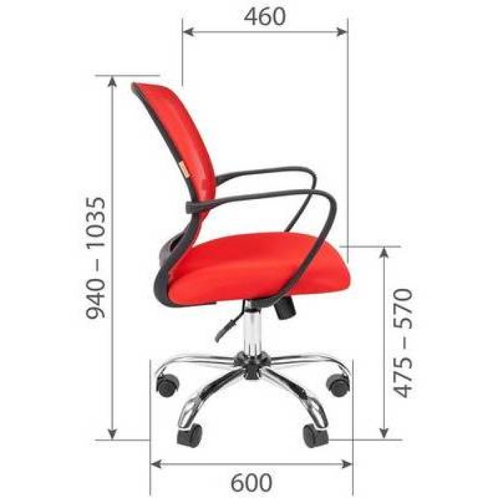 Chairman 698 Chrome Офисное кресло в красной TW-19 ткани с красной сеткой