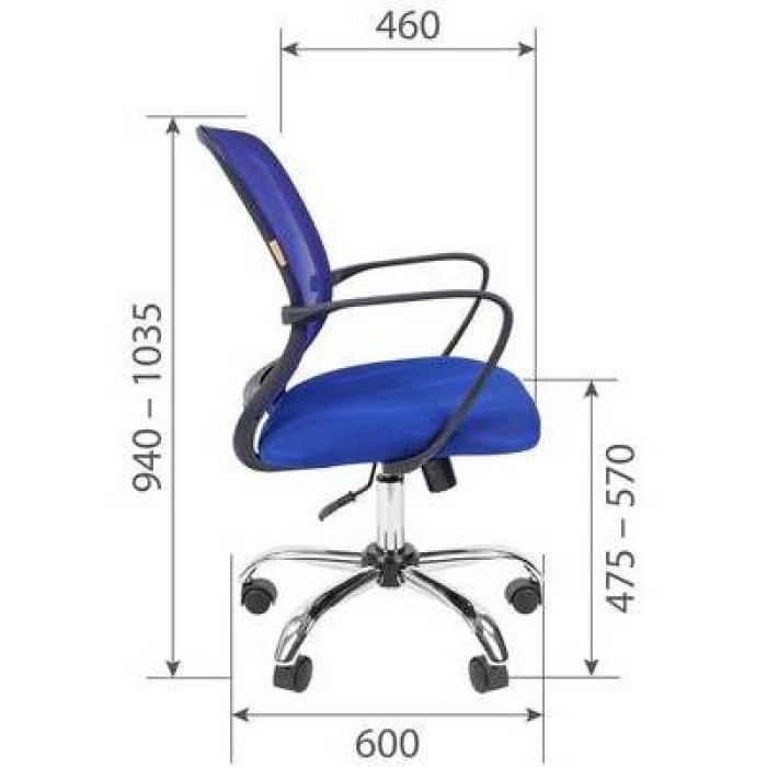 Chairman 698 Chrome Офисное кресло в синей TW-10 ткани с синей сеткой
