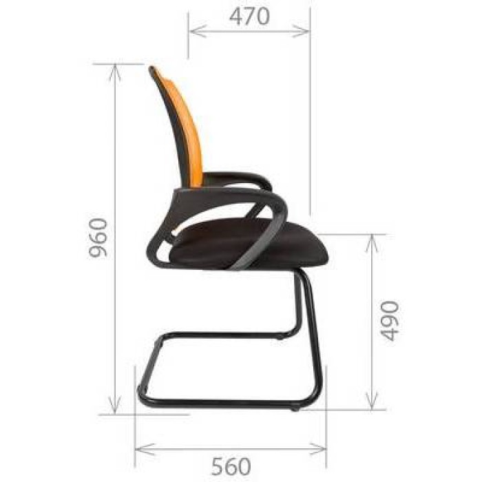 Chairman 696V кресло в переговорную в черной ткани TW-11, сетка оранжевая