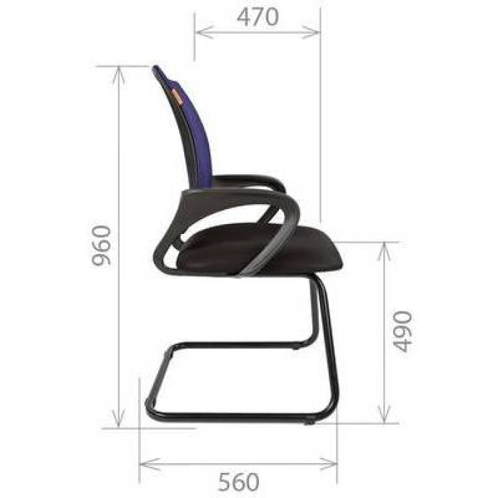 Chairman 696V кресло посетителя в черной ткани TW-11, сетка синяя