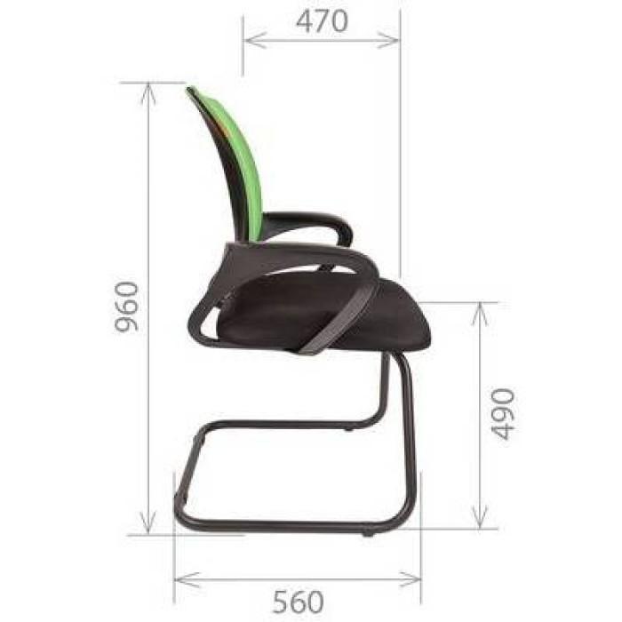 Chairman 696V кресло для переговорной в черной ткани TW-11, сетка зеленая