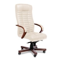 Atlant A (Бежевая кожа/темный орех) Кресло руководителя