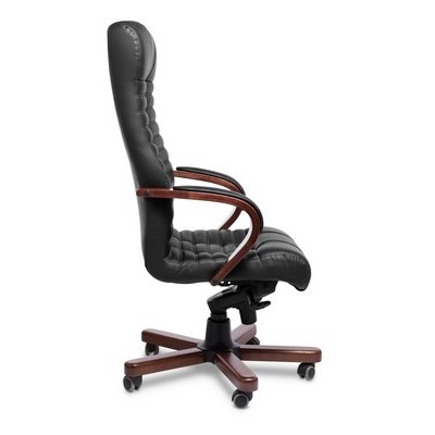 Atlant A (Черная кожа/темный орех) Кресло руководителя