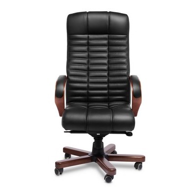 Atlant A (Черная кожа/темный орех) Кресло руководителя