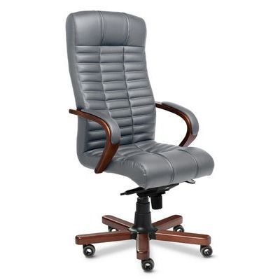 Atlant A (Серая кожа/темный орех) Кресло руководителя