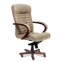 Atlant B (Бежевая кожа/темный орех) Кресло руководителя