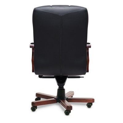 Atlant B (Черная кожа/темный орех) Кресло руководителя