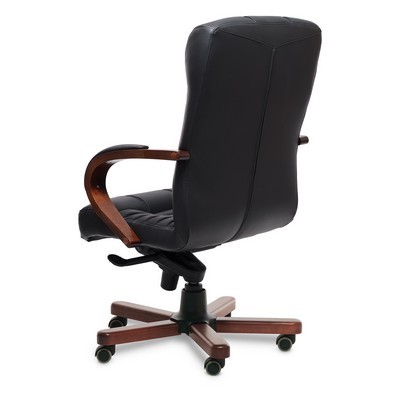 Atlant B (Черная кожа/темный орех) Кресло руководителя