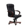 Atlant B (Черная кожа/темный орех) Кресло руководителя