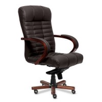 Atlant B (Коричневая кожа/темный орех) Кресло руководителя