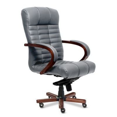 Atlant B (Серая кожа/темный орех) Кресло руководителя